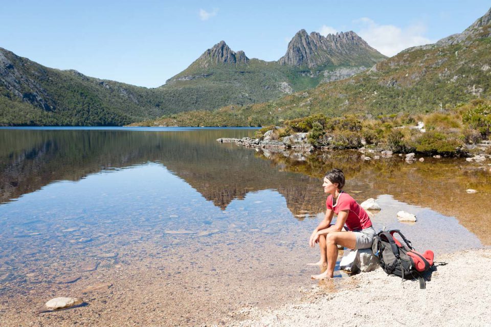 Take in stunning views of Cradle Mountain in Tasmania on the Cradle Mountain Huts Walk.