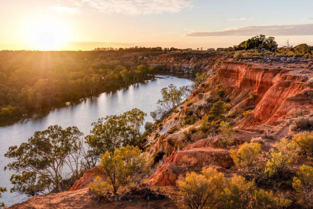 Take in stunning views of Headings Cliff on the Murrary River Walk in South Australia.