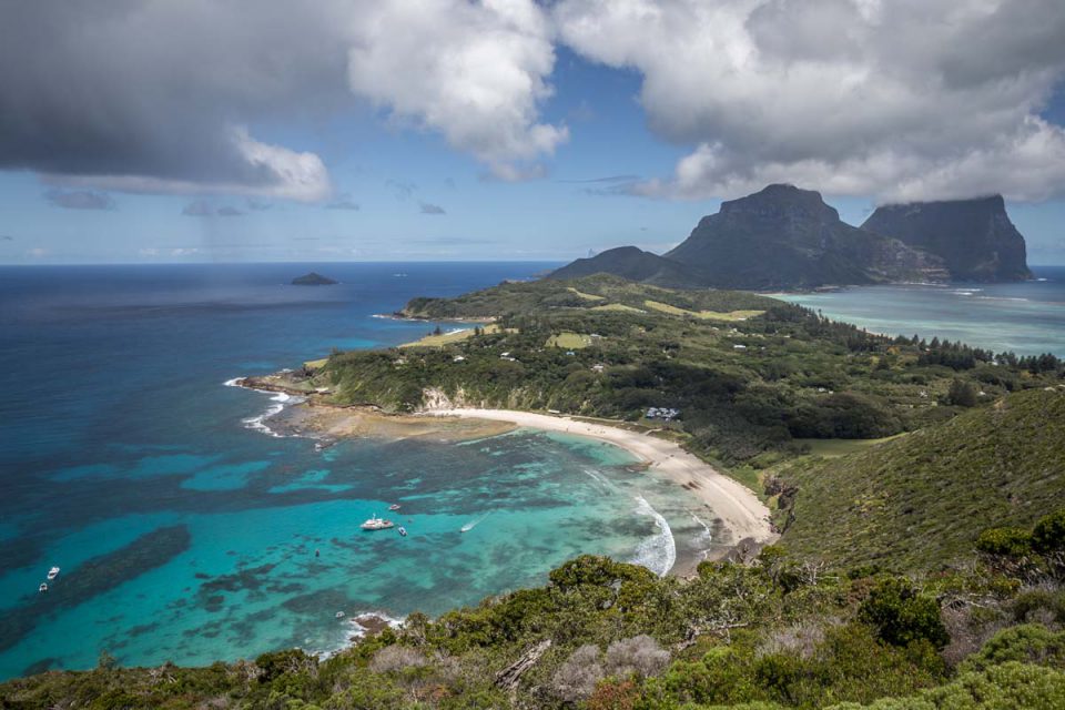 The Seven Peaks Walk offers stunning views of the bay on Lord Howe Island in New South Wales.