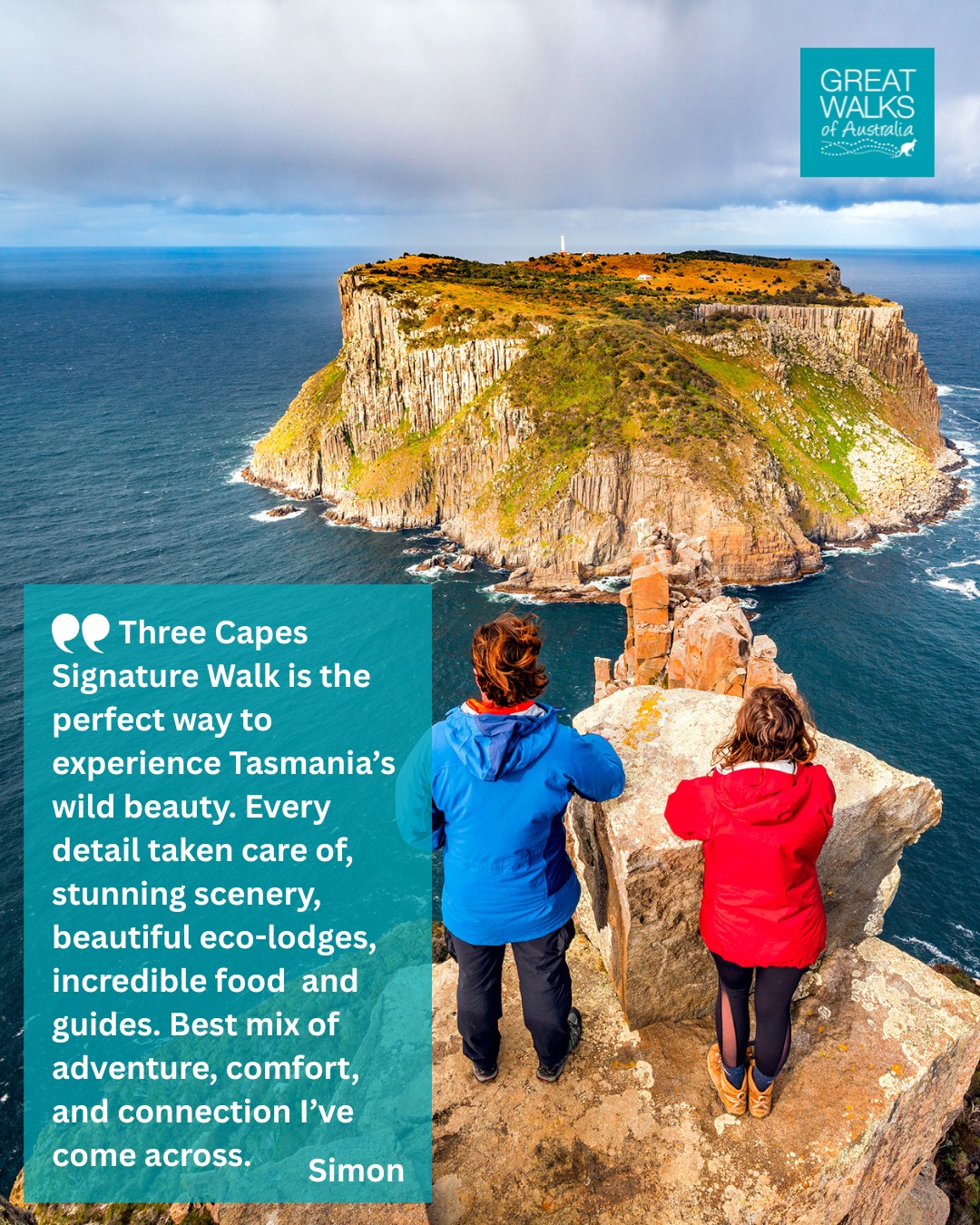 🌊 Three Capes Signature Walk | Tasmania

Towering sea cliffs, wild Southern Ocean views and the raw beauty of the Tasman Peninsula define the Three Capes Signature Walk.

This multi-day guided journey explores the most dramatic sections of the Three Capes Track, where dolerite cliffs rise straight from the ocean and every step brings expansive coastal views and a deep sense of scale.

👣 The Experience

• Guided walking along the highlights of the Three Capes Track
• Moderate walking with well-formed trails and spectacular clifftop sections
• Small groups led by experienced guides sharing stories of geology, wildlife and maritime history

🏡 Comfort in the Wilderness

Walkers stay in private lodges exclusive to the experience, designed to sit lightly within the landscape while offering comfort at the end of each day. Think warm showers, comfortable beds and welcoming shared spaces to unwind.

🍷 Evenings to Savour

Evenings are relaxed and social, with quality Tasmanian produce and wines enjoyed after a day out on the track.

🌿 Why It’s Special

The scale of the cliffs here is hard to comprehend until you see them. Standing on the edge of Cape Pillar or Cape Hauy, you feel both small and completely connected to the power of the landscape.

Operated by Tasmanian Walking Company, this experience blends world-class coastal walking with thoughtful design and guiding.

Discover more via the link in bio.