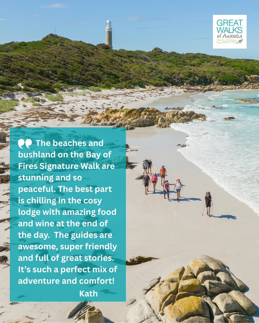 🌊 Bay of Fires Signature Walk | Tasmania

White sand, turquoise water and granite rocks lit with orange lichen create the unmistakable beauty of the Bay of Fires Signature Walk.

This multi-day guided journey explores Tasmania’s north east coastline, where remote beaches, coastal heath and rocky headlands unfold at a relaxed walking pace. It is a place that feels untouched, where the rhythm of the ocean sets the tone for each day.

👣 The Experience

• Guided walking along the pristine coastline of the Bay of Fires
• Gentle to moderate terrain with time to pause, explore and take it all in
• Small groups led by experienced guides sharing stories of landscape, wildlife and local history

🏕️🏡 A Journey of Changing Stays

Accommodation evolves across the walk, adding to the experience along the way.

• One night at a comfortable walkers base to begin the journey
• One night at a beach camp, right on the coast, falling asleep to the sound of the ocean
• Two nights at a private eco-lodge, offering space to relax, warm showers and shared dining

🍽️ Evenings to Enjoy

Evenings are relaxed and social, with meals showcasing Tasmanian produce and wines, enjoyed together after a day on the trail.

🌿 Why It’s Special

There is a simplicity to this walk that stays with you. Barefoot moments on the sand, the sound of waves, the contrast of colours across land and sea. It is coastal walking at its most immersive.

Operated by Tasmanian Walking Company, this experience blends natural beauty, thoughtful comfort and a true sense of escape.

Discover more at Great Walks of Australia website.

#GreatWalksOfAustralia #BayOfFires #WalkTasmania #SeeAustralia #CoastalWalking